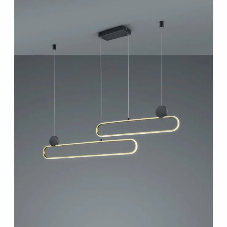 Luminaires Trio Suspensions|Suspension Trio Grant LED Laiton, Noir, 1 lumière