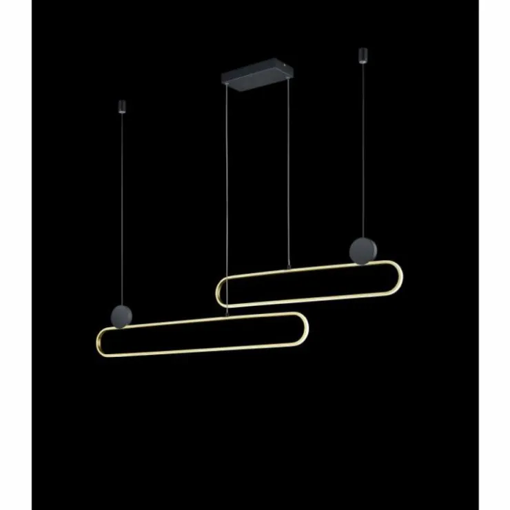 Luminaires Trio Suspensions|Suspension Trio Grant LED Laiton, Noir, 1 lumière