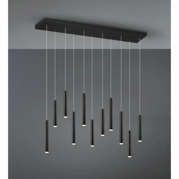Luminaires Trio Éclairage Led|Suspension Trio Tubular LED Noir, 11 lumières