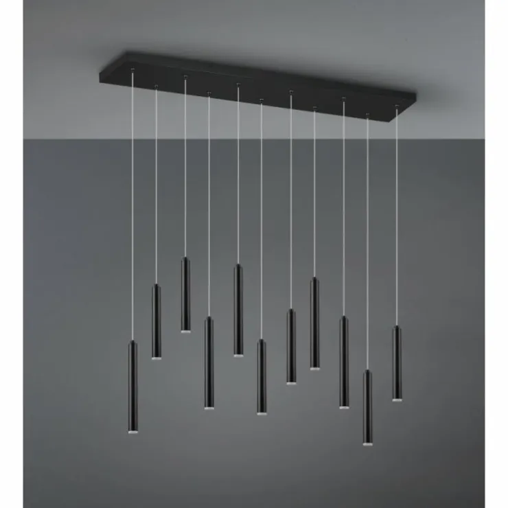 Luminaires Trio Éclairage Led|Suspension Trio Tubular LED Noir, 11 lumières