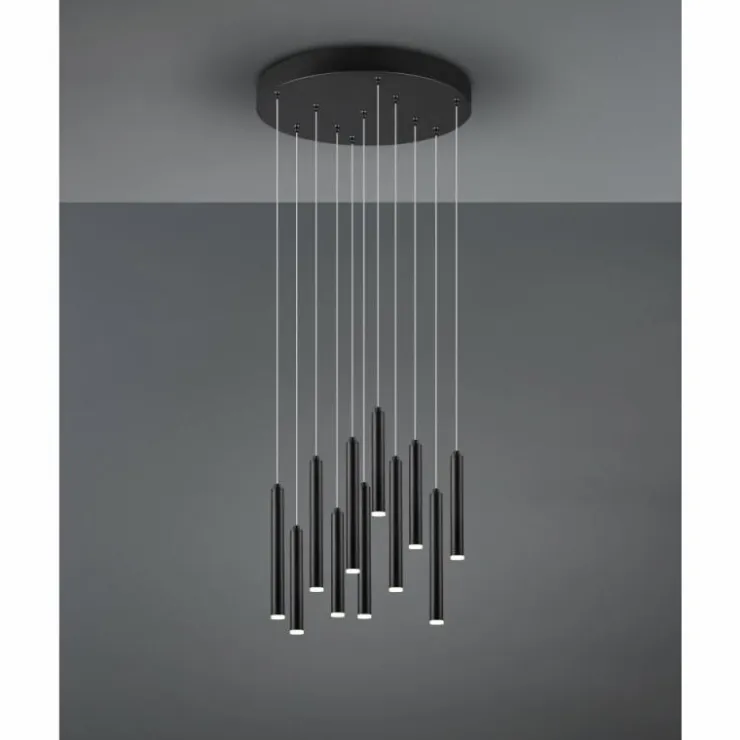 Luminaires Trio Éclairage Led|Suspension Trio Tubular LED Noir, 11 lumières
