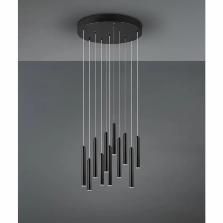 Luminaires Trio Éclairage Led|Suspension Trio Tubular LED Noir, 11 lumières