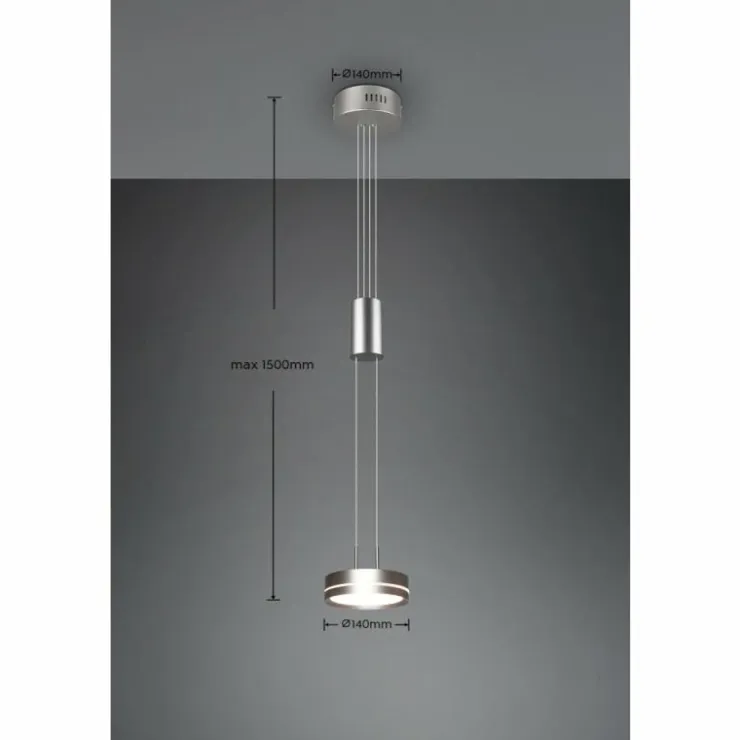 Luminaires Trio Éclairage Led|Suspension Trio-Leuchten Franklin LED Nickel mat, 1 lumière