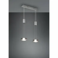 Luminaires Trio Éclairage Led|Suspension Trio-Leuchten Franklin LED Nickel mat, 2 lumières