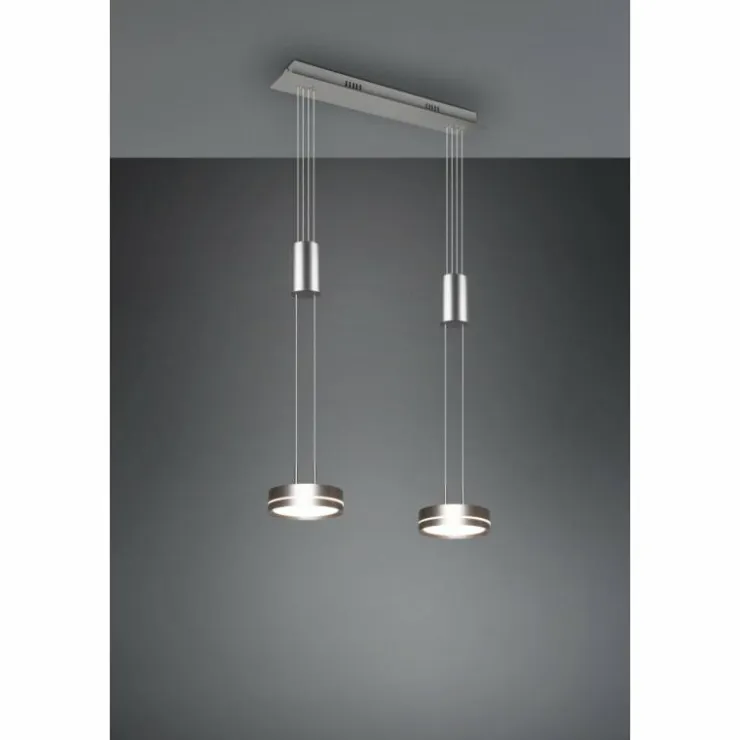 Luminaires Trio Éclairage Led|Suspension Trio-Leuchten Franklin LED Nickel mat, 2 lumières