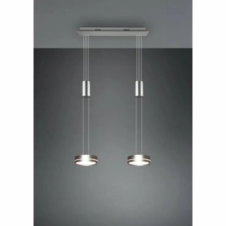 Luminaires Trio Éclairage Led|Suspension Trio-Leuchten Franklin LED Nickel mat, 2 lumières