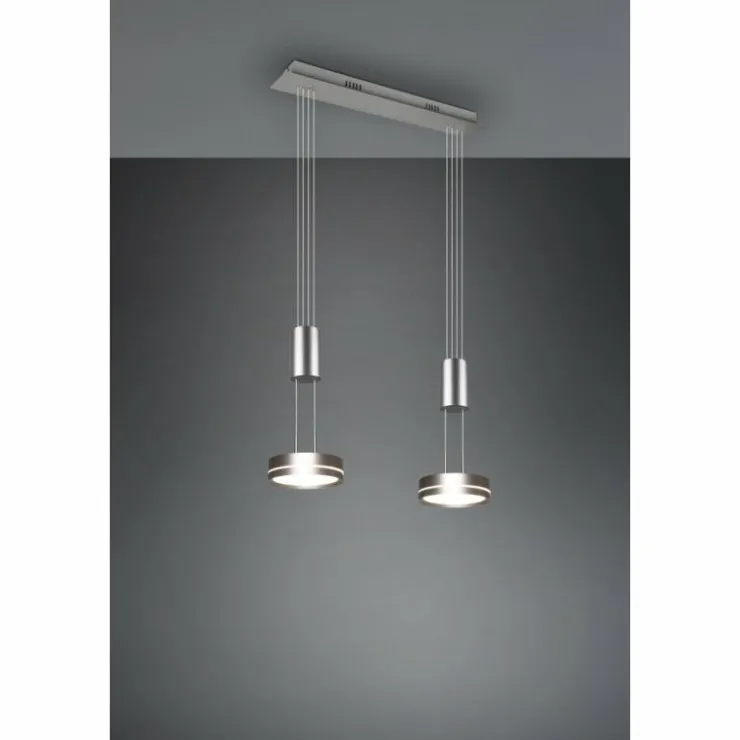 Luminaires Trio Éclairage Led|Suspension Trio-Leuchten Franklin LED Nickel mat, 2 lumières