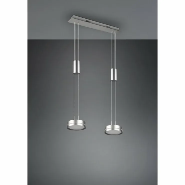 Luminaires Trio Éclairage Led|Suspension Trio-Leuchten Franklin LED Nickel mat, 2 lumières