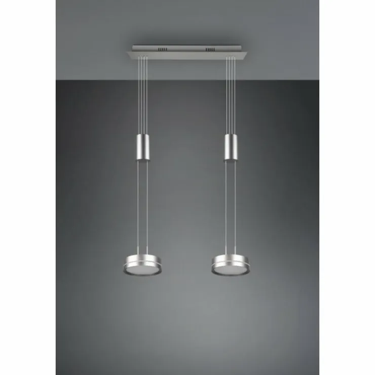Luminaires Trio Éclairage Led|Suspension Trio-Leuchten Franklin LED Nickel mat, 2 lumières