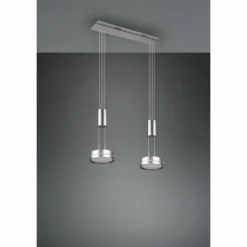 Luminaires Trio Éclairage Led|Suspension Trio-Leuchten Franklin LED Nickel mat, 2 lumières