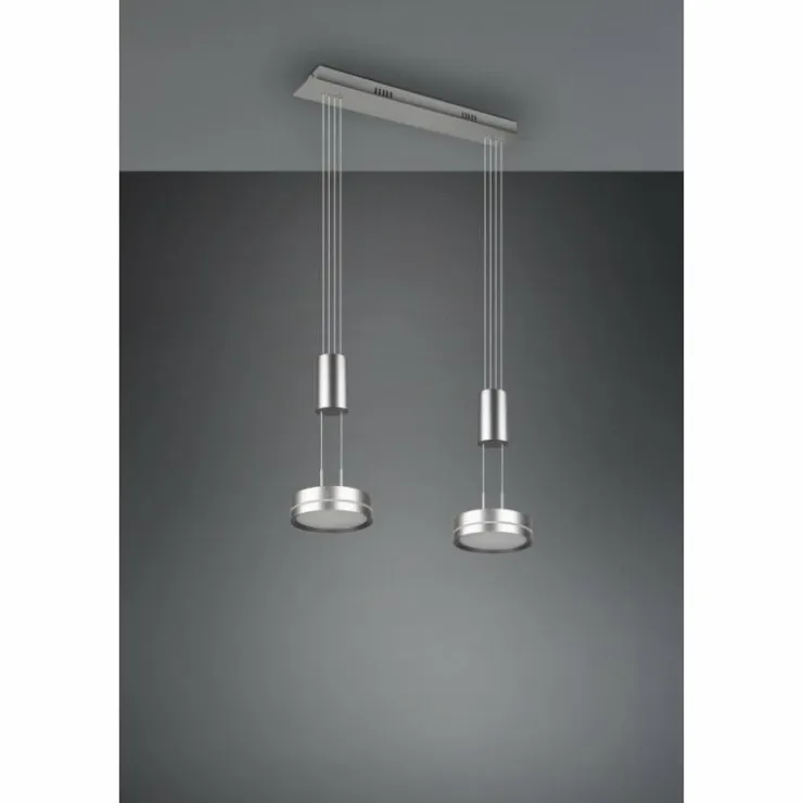 Luminaires Trio Éclairage Led|Suspension Trio-Leuchten Franklin LED Nickel mat, 2 lumières