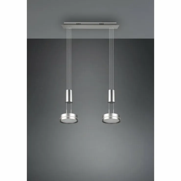 Luminaires Trio Éclairage Led|Suspension Trio-Leuchten Franklin LED Nickel mat, 2 lumières