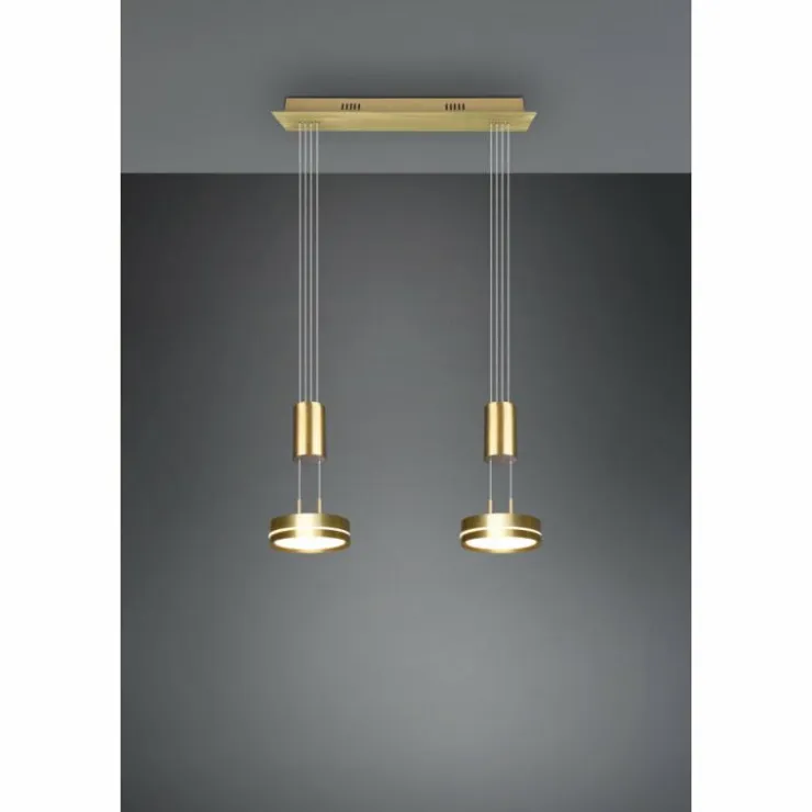 Luminaires Trio Éclairage Led|Suspension Trio-Leuchten Franklin LED Laiton, 2 lumières