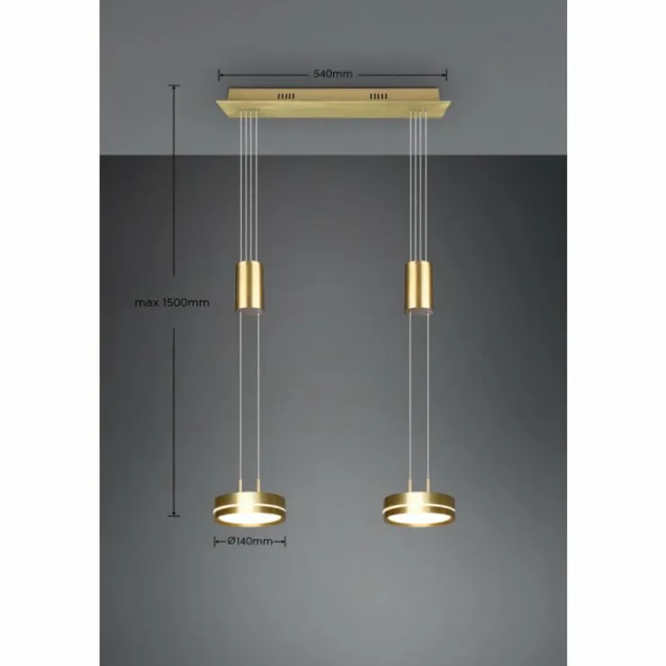 Luminaires Trio Éclairage Led|Suspension Trio-Leuchten Franklin LED Laiton, 2 lumières