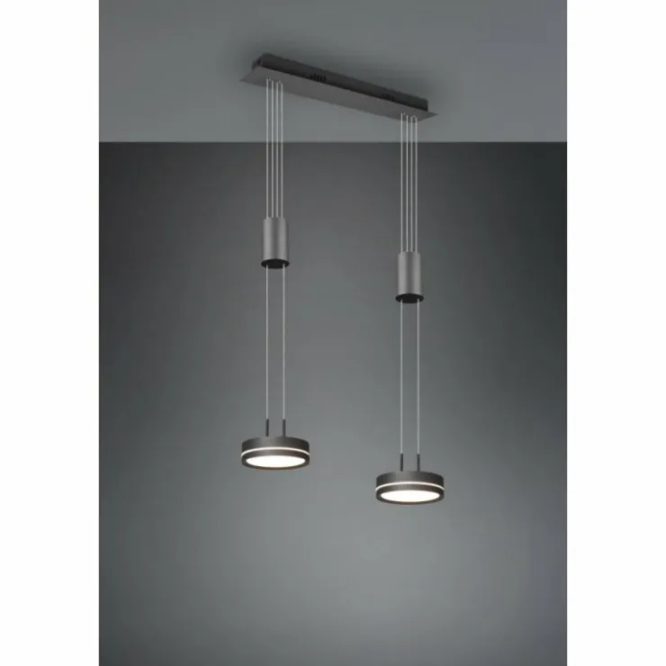 Luminaires Trio Éclairage Led|Suspension Trio-Leuchten Franklin LED Anthracite, 2 lumières