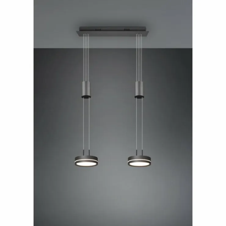 Luminaires Trio Éclairage Led|Suspension Trio-Leuchten Franklin LED Anthracite, 2 lumières