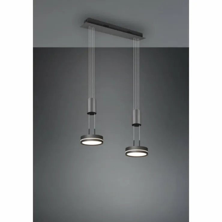 Luminaires Trio Éclairage Led|Suspension Trio-Leuchten Franklin LED Anthracite, 2 lumières