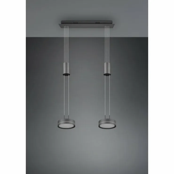 Luminaires Trio Éclairage Led|Suspension Trio-Leuchten Franklin LED Anthracite, 2 lumières