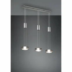 Luminaires Trio Éclairage Led|Suspension Trio-Leuchten Franklin LED Nickel mat, 3 lumières