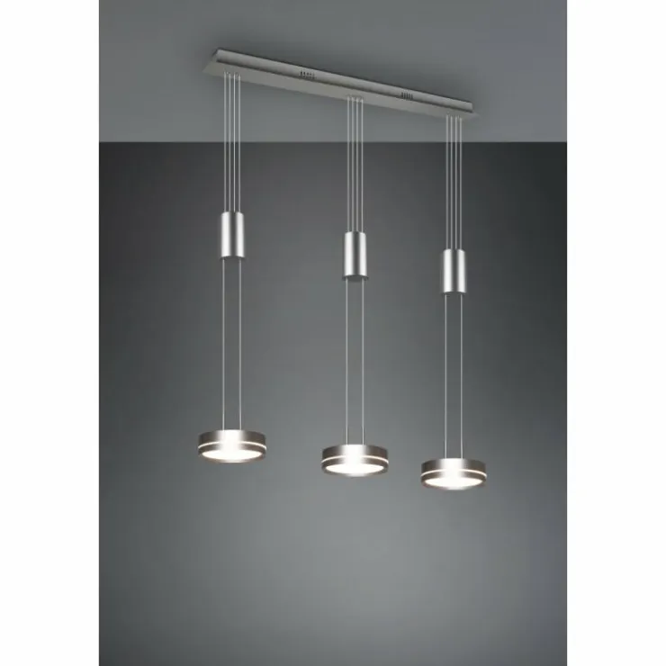 Luminaires Trio Éclairage Led|Suspension Trio-Leuchten Franklin LED Nickel mat, 3 lumières