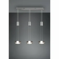 Luminaires Trio Éclairage Led|Suspension Trio-Leuchten Franklin LED Nickel mat, 3 lumières