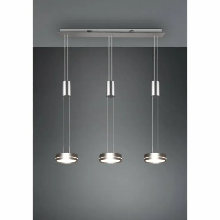 Luminaires Trio Éclairage Led|Suspension Trio-Leuchten Franklin LED Nickel mat, 3 lumières