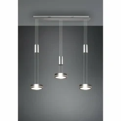 Luminaires Trio Éclairage Led|Suspension Trio-Leuchten Franklin LED Nickel mat, 3 lumières