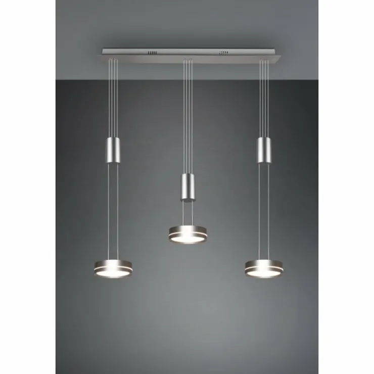 Luminaires Trio Éclairage Led|Suspension Trio-Leuchten Franklin LED Nickel mat, 3 lumières
