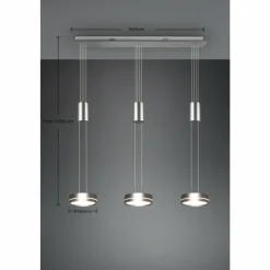 Luminaires Trio Éclairage Led|Suspension Trio-Leuchten Franklin LED Nickel mat, 3 lumières