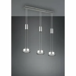 Luminaires Trio Éclairage Led|Suspension Trio-Leuchten Franklin LED Nickel mat, 3 lumières