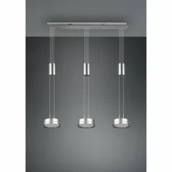 Luminaires Trio Éclairage Led|Suspension Trio-Leuchten Franklin LED Nickel mat, 3 lumières