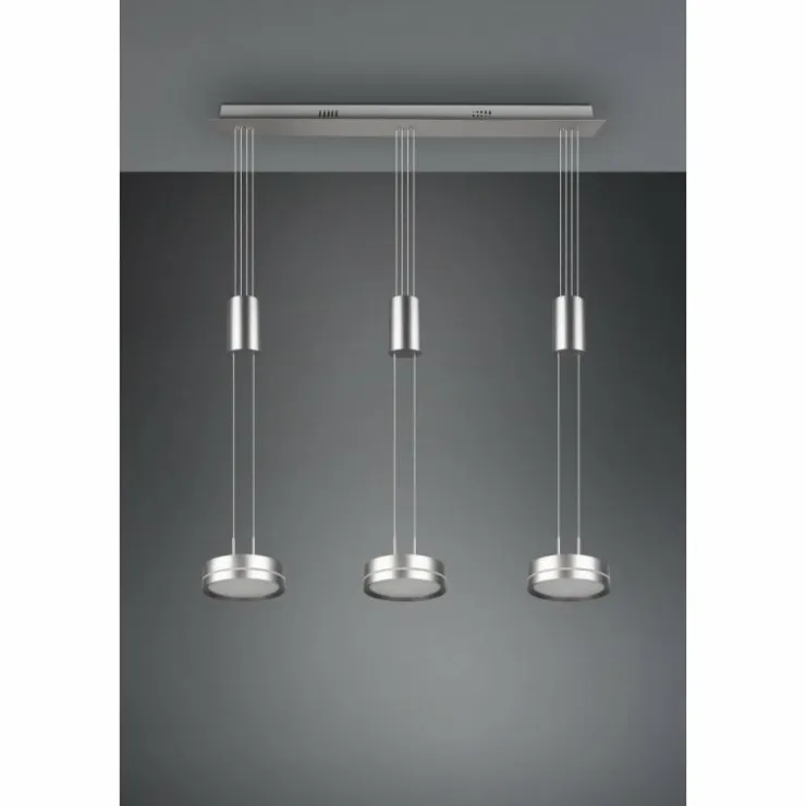 Luminaires Trio Éclairage Led|Suspension Trio-Leuchten Franklin LED Nickel mat, 3 lumières
