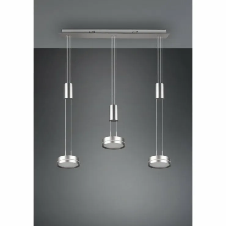 Luminaires Trio Éclairage Led|Suspension Trio-Leuchten Franklin LED Nickel mat, 3 lumières
