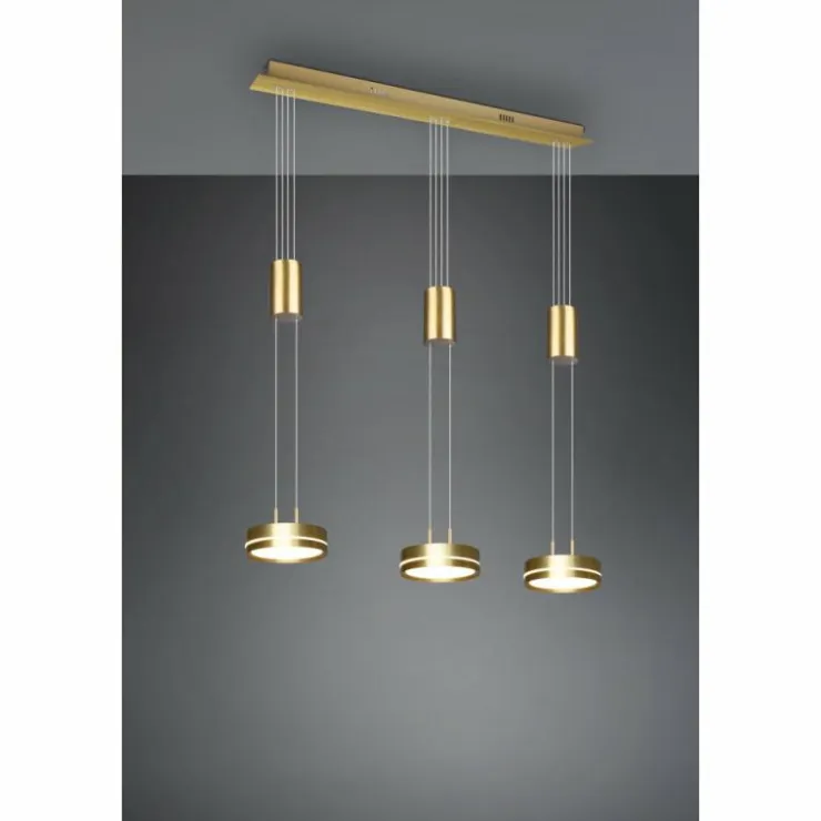 Luminaires Trio Éclairage Led|Suspension Trio-Leuchten Franklin LED Laiton, 3 lumières