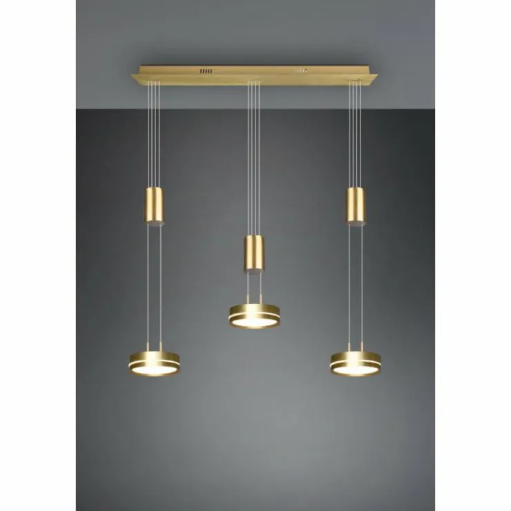 Luminaires Trio Éclairage Led|Suspension Trio-Leuchten Franklin LED Laiton, 3 lumières