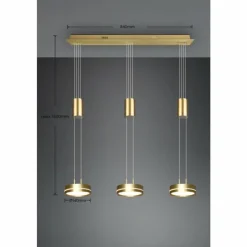 Luminaires Trio Éclairage Led|Suspension Trio-Leuchten Franklin LED Laiton, 3 lumières