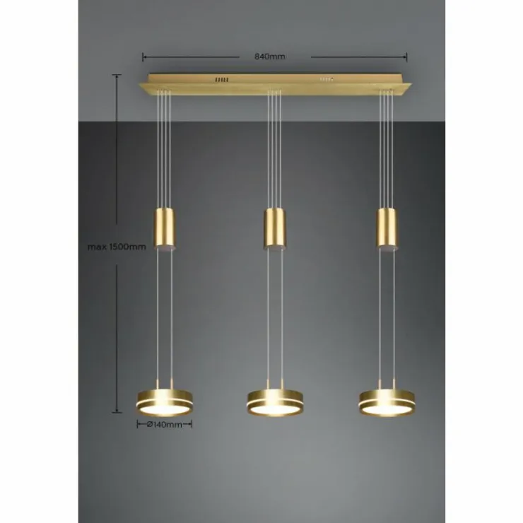 Luminaires Trio Éclairage Led|Suspension Trio-Leuchten Franklin LED Laiton, 3 lumières