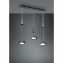 Luminaires Trio Éclairage Led|Suspension Trio-Leuchten Franklin LED Anthracite, 3 lumières