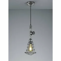Luminaires Trio Suspensions|Suspension Trio-Leuchten Gotham Brun foncé, Argenté, 1 lumière