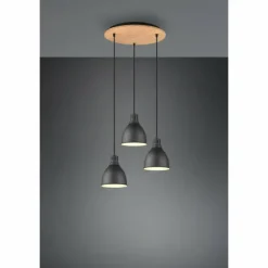 Luminaires Trio Suspensions|Suspension Trio-Leuchten Henley Noir, 3 lumières