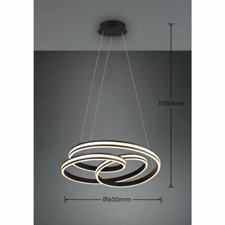 Luminaires Trio Éclairage Led|Suspension Trio-Leuchten Yara LED Noir, 1 lumière