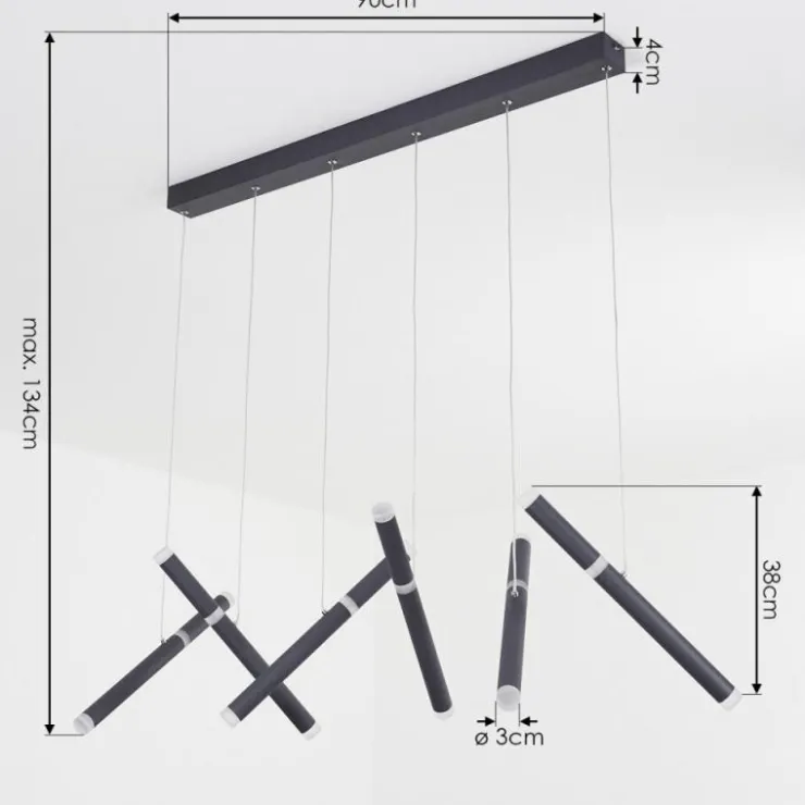 hofstein Éclairage Led|Suspension Térou LED Anthracite, 6 lumières