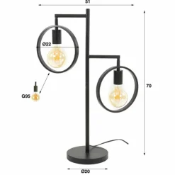hofstein Lampes À Poser|Tischleuchte Lampe à poser Anthracite, 2 lumières
