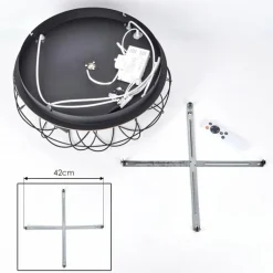 Tourais Plafonnier, Ventilateur de plafond lumineux LED Couleur bois, Noir, 4 lumières, Télécommandes