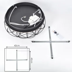 Tourais Plafonnier, Ventilateur de plafond lumineux LED Couleur bois, Noir, 4 lumières, Télécommandes