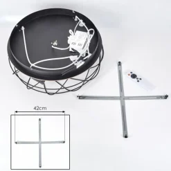 Tourais Plafonnier, Ventilateur de plafond lumineux LED Couleur bois, Noir, 4 lumières, Télécommandes