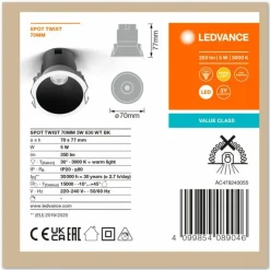 Luminaires Ledvance Luminaires Encastrés|Twist Spot encastrable LED Noir, Blanc, 1 lumière