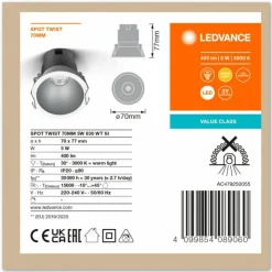 Luminaires Ledvance Luminaires Encastrés|Twist Spot encastrable LED Argenté, Blanc, 1 lumière