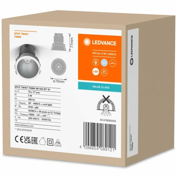 Luminaires Ledvance Luminaires Encastrés|Twist Spot encastrable LED Argenté, Blanc, 1 lumière
