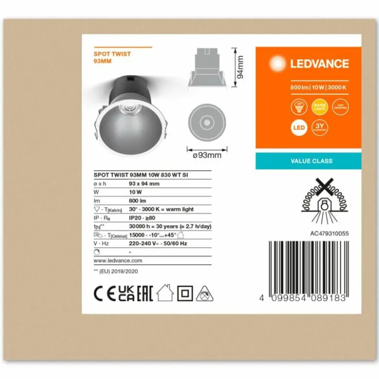 Luminaires Ledvance Luminaires Encastrés|Twist Spot encastrable LED Argenté, Blanc, 1 lumière